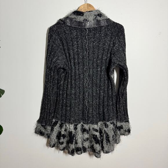 Milano Y2K Fairy Grunge Boho Cardigan Women L Black Gray Sparkle Lagenlook Bratz - Picture 4 of 13